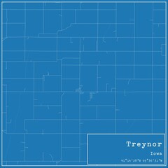 Blueprint US city map of Treynor, Iowa.