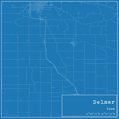 Obraz premium Blueprint US city map of Delmar, Iowa.