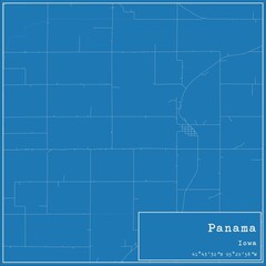 Blueprint US city map of Panama, Iowa.