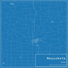 Blueprint US city map of Maquoketa, Iowa.