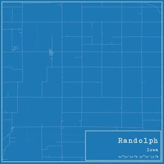 Blueprint US city map of Randolph, Iowa.