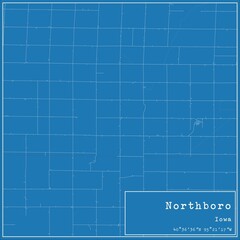Blueprint US city map of Northboro, Iowa.