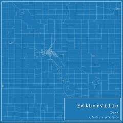 Blueprint US city map of Estherville, Iowa.
