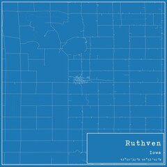 Blueprint US city map of Ruthven, Iowa.