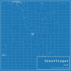 Blueprint US city map of Graettinger, Iowa.