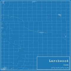 Blueprint US city map of Larchwood, Iowa.