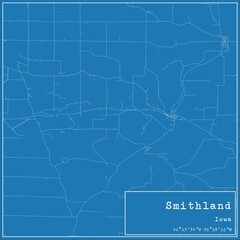 Blueprint US city map of Smithland, Iowa.