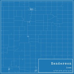 Blueprint US city map of Henderson, Iowa.