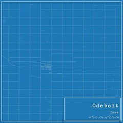 Blueprint US city map of Odebolt, Iowa.