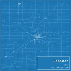Blueprint US city map of Denison, Iowa.