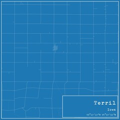 Blueprint US city map of Terril, Iowa.