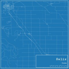 Blueprint US city map of Salix, Iowa.