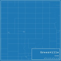 Blueprint US city map of Greenville, Iowa.