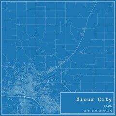 Obraz premium Blueprint US city map of Sioux City, Iowa.