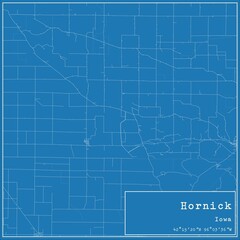 Blueprint US city map of Hornick, Iowa.