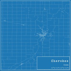 Blueprint US city map of Cherokee, Iowa.