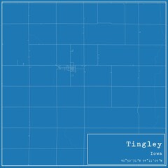 Blueprint US city map of Tingley, Iowa.