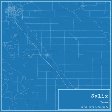 Blueprint US city map of Salix, Iowa.