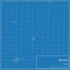 Blueprint US city map of Doon, Iowa.