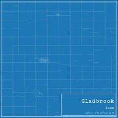Blueprint US city map of Gladbrook, Iowa.