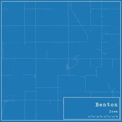 Blueprint US city map of Benton, Iowa.