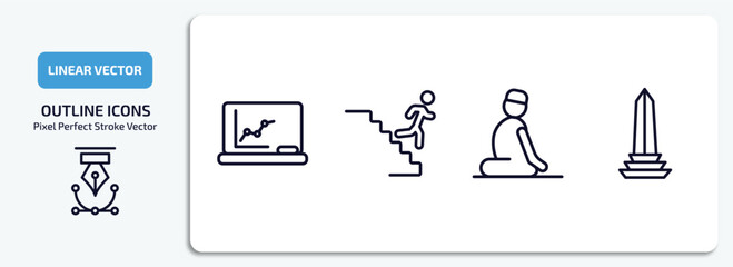 people outline icons set. people thin line icons pack included classroom stats, downstairs, julus, venezuelan vector.