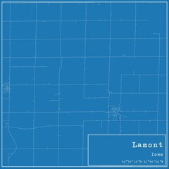 Blueprint US city map of Lamont, Iowa.