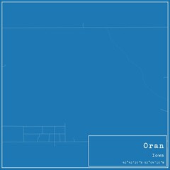 Blueprint US city map of Oran, Iowa.