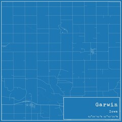 Blueprint US city map of Garwin, Iowa.