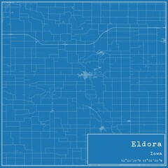 Blueprint US city map of Eldora, Iowa.
