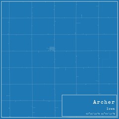 Blueprint US city map of Archer, Iowa.