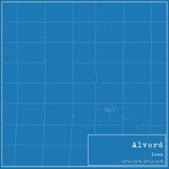 Blueprint US city map of Alvord, Iowa.