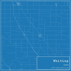 Blueprint US city map of Whiting, Iowa.
