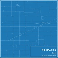 Blueprint US city map of Moorland, Iowa.