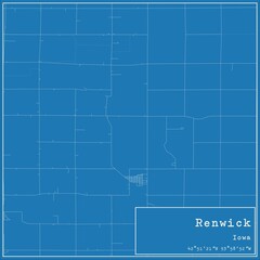 Blueprint US city map of Renwick, Iowa.