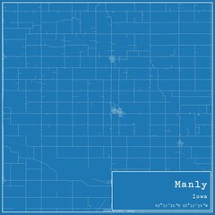 Blueprint US city map of Manly, Iowa.