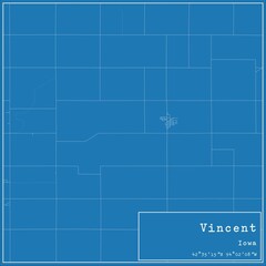 Fototapeta premium Blueprint US city map of Vincent, Iowa.