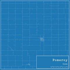 Blueprint US city map of Pomeroy, Iowa.