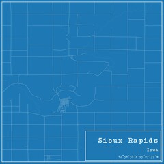 Blueprint US city map of Sioux Rapids, Iowa.