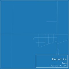 Blueprint US city map of Knierim, Iowa.