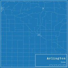 Blueprint US city map of Arlington, Iowa.