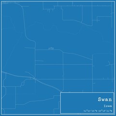 Fototapeta premium Blueprint US city map of Swan, Iowa.