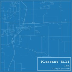 Obraz premium Blueprint US city map of Pleasant Hill, Iowa.