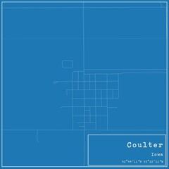 Blueprint US city map of Coulter, Iowa.