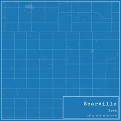 Blueprint US city map of Scarville, Iowa.