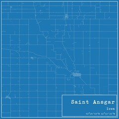 Blueprint US city map of Saint Ansgar, Iowa.