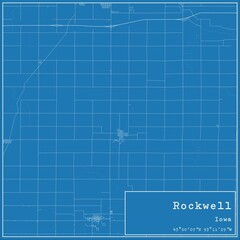 Fototapeta premium Blueprint US city map of Rockwell, Iowa.