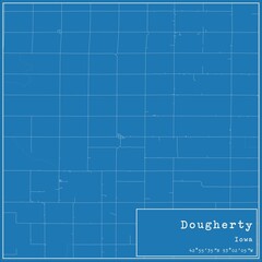 Blueprint US city map of Dougherty, Iowa.