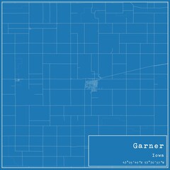 Blueprint US city map of Garner, Iowa. - obrazy, fototapety, plakaty