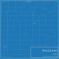 Blueprint US city map of Dolliver, Iowa.